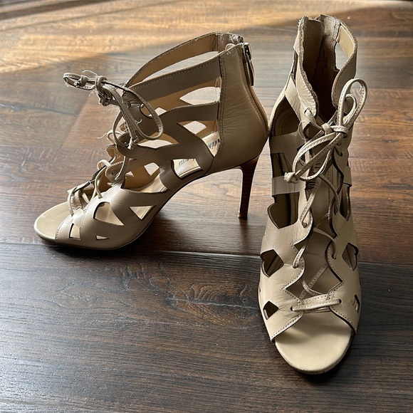 Neiman Marcus Wista Gladiator Lace Wedge Sandals - Picture 1 of 4